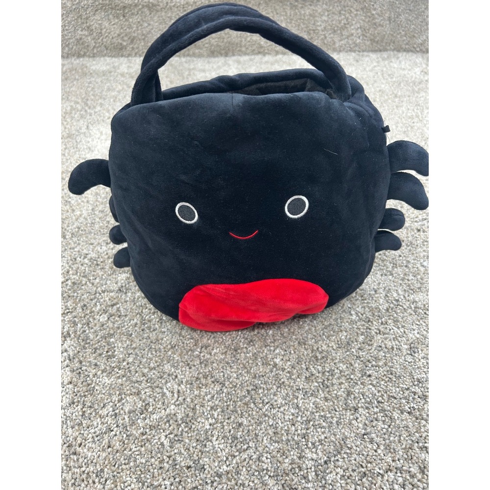 Squishmallows Bella the Spider Plush Halloween Treat Bucket Black Red Kellytoy